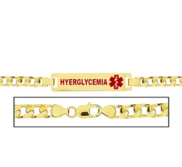 Women s Hyperglycemia Curb Link Medical ID Bracelet