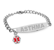 Stainless Steel Women s Asthma Medical ID Bracelet