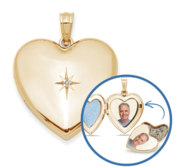 14k Gold Plated Cremation   Hair Photo Locket with Diamond