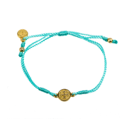   My Saint My Hero   Saint Benedict Gold Cross Cord Bracelet