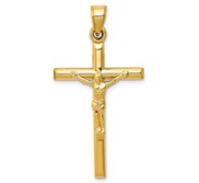 14k Yellow Gold Embossed Crucifix