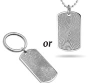 Stainless Steel Custom Fingerprint Dog Tag Pendant or Keychain