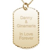 Engravable Polished Dog Tag Diamond Cut Pendant