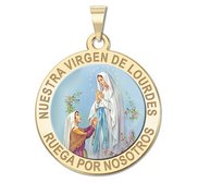 Nuestra Virgen de Lourdes Religious Round Color Medal   EXCLUSIVE 