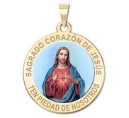 Sagrado Corazon de Jesus Medalla religiosa redonda en color