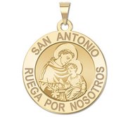 San Antonio Spanish Medalla Religiosa Redonda