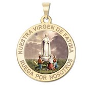 Nuestra Virgen de Fatima Religious Round Color Medal   EXCLUSIVE 