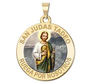 San Judas Tadeo Round Religious Color Medal   EXCLUSIVE 