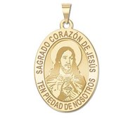 Sagrado Corazon de Jesus Medalla religiosa oval