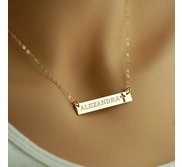 Personalized Name Bar Necklace w  Cross Design   18  Chain