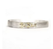 Sterling Silver   Be Still   Hand Engraved Bangle Bracelet