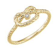 14K Yellow  025 CTW Diamond Rope Knot Love Ring