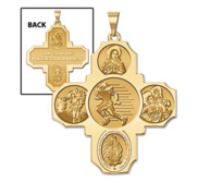 Four Way Cross   Football Religious Medal   EXCLUSIVE 