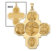 Four Way Cross   Soccer Male Religious Medal   EXCLUSIVE 