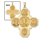 Four Way Cross   Soccer Female Religious Medal   EXCLUSIVE 