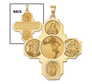 Four Way Cross   Basketball Female Religious Medal   EXCLUSIVE 