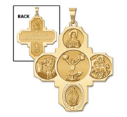 Four Way Cross   Cheerleader Religious Medal   EXCLUSIVE 