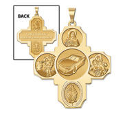 Four Way Cross   Car Racing Religious Medal   EXCLUSIVE 