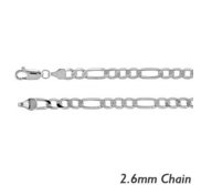 14K White Gold 2 5mm Figaro Link Chain