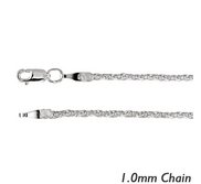 14K White Gold 1 0mm Classic Wheat Chain