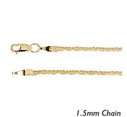 14K Yellow Gold 1 5mm Wheat Chain