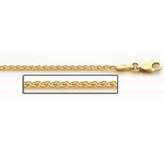 14K Yellow Gold 1 8mm Espiga Wheat Chain