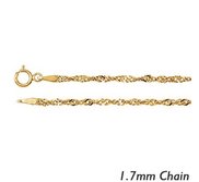 14K Yellow Gold 1 7mm Singapore Chain