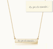 Personalized Handwriting Thin Horizontal Bar Pendant w  18  Chain