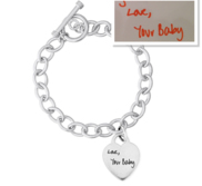 Sterling Silver Tiffany Style Handwriting Bracelet W  Toggle Lock