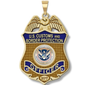 Personalized Customs and Border Patrol Badge with Your Number  Your Rank  and Blue Enamel