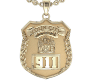 Personalized Police Badge Necklace or Charm   Shape 1