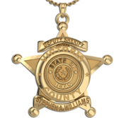 Personalized 5 Point Star Sheriff Badge Necklace or Charm   Shape 3