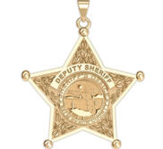 Personalized 5 Point Star Sheriff Badge Necklace or Charm   Shape 2