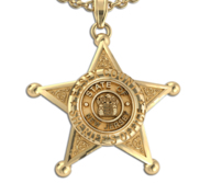 Personalized 5 Point Star Sheriff Badge Necklace or Charm   Shape 1