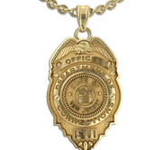 Personalized Police Badge Necklace or Charm   Shape 6