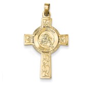 14k Cross w St Anthony Medal Pendant