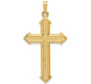 14k Polished and Textured Passion Cross Pendant