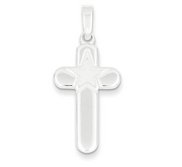 Sterling Silver Polished and Matte Finish Cross Pendant