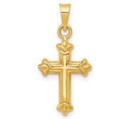 14k Fleur de Lis Hollow Cross Charm