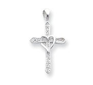 14k White Gold AA Diamond Cross Pendant