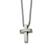 Stainless Steel Cross Pendant 22in Necklace