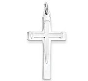 Sterling Silver Satin   Polished Cross Pendant