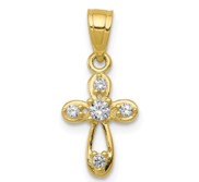 10k Small CZ Cross Pendant