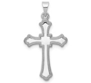 14k White Gold Budded Cross Charm