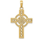 14k Diamond cut Celtic Cross Pendant