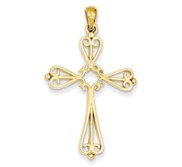 14k Fleur De Lis Polished Cross Pendant