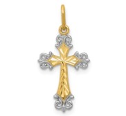 14k   Rhodium Cross Charm