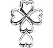 14K White Gold Heart CROSS PENDANT