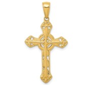 14K Stick Cross on Ornate Cross Pendant