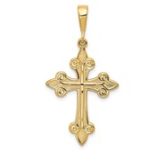 14k Fleur de Lis Cross Pendant